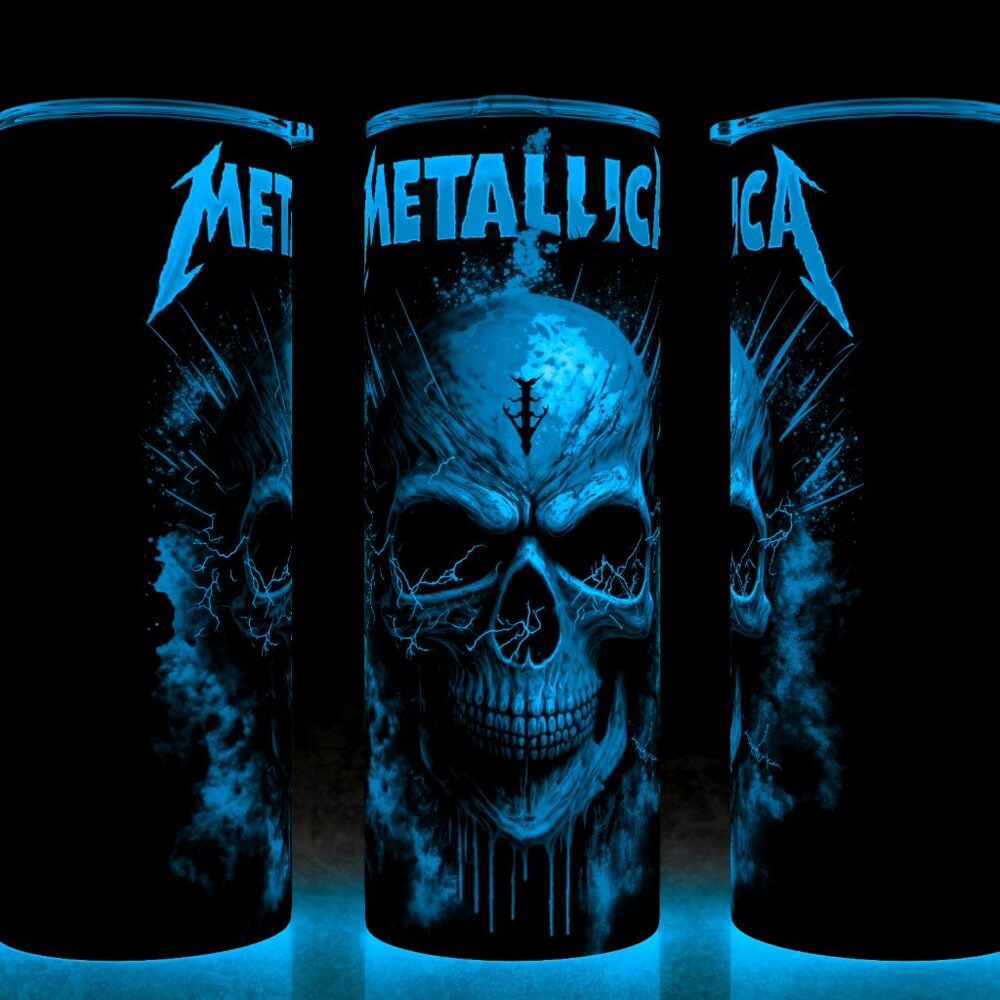 Glow in the Dark Metallica Heavy Metal Green Skull Cup Mug Tumbler 20oz